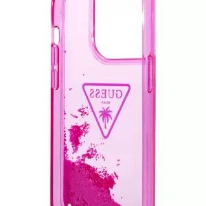 Чехол iP 13 Pro Liquid glitter Triangle logo Hard Translucent (Pink)