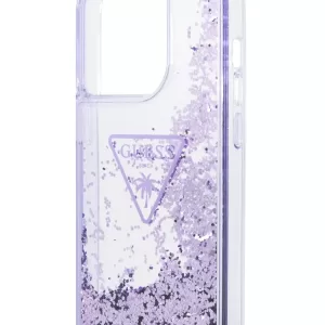 Чехол iP 15 Pro Liquid glitter Triangle logo Hard Translucent (Purple)