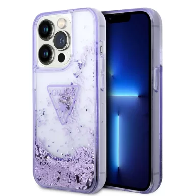 Чехол iP 13 Pro Liquid glitter Triangle logo Hard Translucent (Purple)