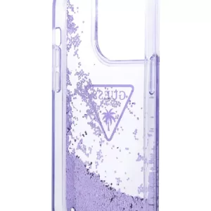 Чехол iP 14 Pro Max Liquid glitter Triangle logo Hard Translucent (Purple)