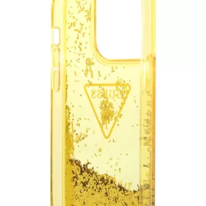 Чехол iP 13 Pro Liquid glitter Triangle logo Hard Translucent (Yellow)