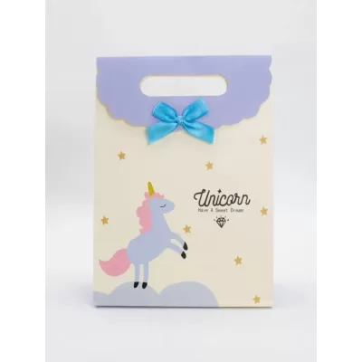 Пакет подарочный (M) "Lovely unicorn", yellow (19x 9 x 27)