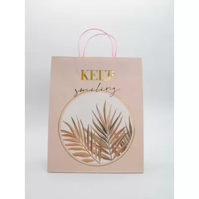 Пакет подарочный «Leaves&flowers», pink (26*32*12)