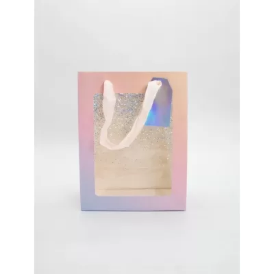 Пакет подарочный «Rainbow glitter», yellow-blue (18*23*10)