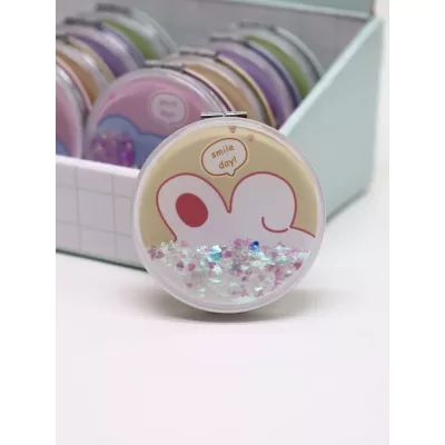 Зеркало шейкер раскладное "Face Bunny", желтое, 7*7 см