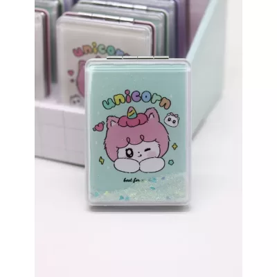 Зеркало шейкер раскладное "Unicorn", зеленое, 8*6 см