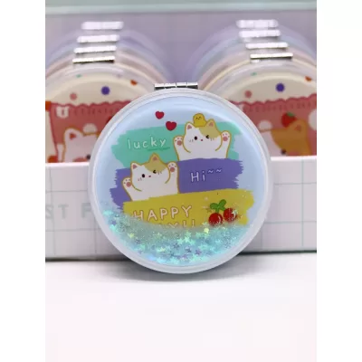 Зеркало раскладное шейкер "Lucky Kittens", голубое, 7*7 см