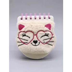 Блокнот плюшевый «Heart Glasses pink», cat (13*10 см)