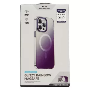 Чехол для iPhone 14 Pro Keephone Glitzy Rainbow Magsafe (Purple)
