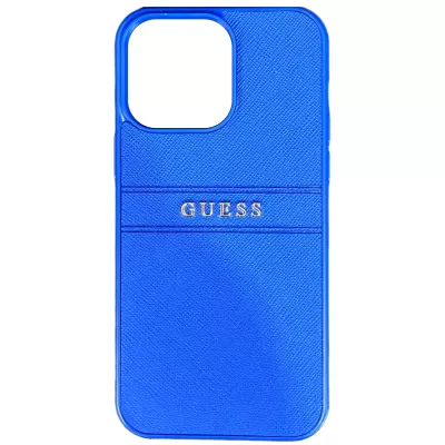 Чехол для iPhone 14 Pro GS Saffiano Metal Logo (Blue)