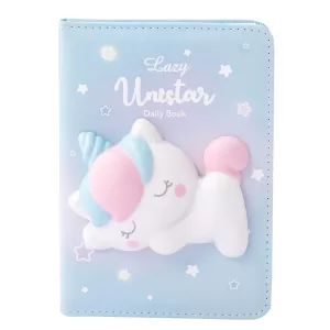 Блокнот со сквишем Единорог Lazy Unistar формат А6 голубой