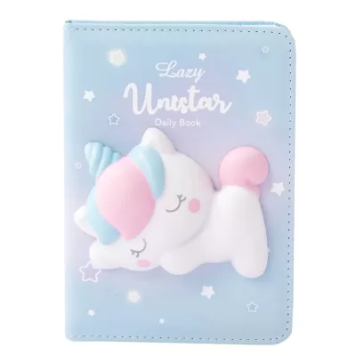 Блокнот со сквишем Единорог Lazy Unistar формат А6 голубой