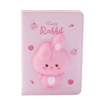 Блокнот со сквишем Кролик Lazy Rabbit формат А6 розовый
