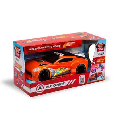 Машина детская с движением на задних колесах "Каскадер", свет, звук, движение, 25 см, красный