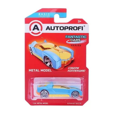 Машинка коллекционная 1:64, Серия FANTASTIC CARS, B/FAN-007, голубой/желтый