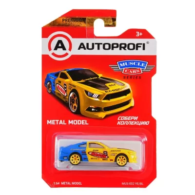 Машинка коллекционная 1:64, Серия MUSCLE CARS (Mustang), MUS-002, желт./синий