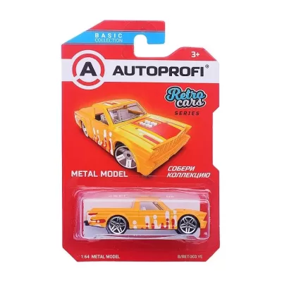 Машинка коллекционная 1:64, Серия RETRO CARS, B/RET-003, жёлтый