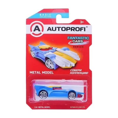 Машинка коллекционная 1:64, Серия FANTASTIC CARS, B/FAN-013, голубой/желтый