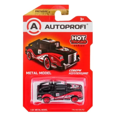 Машинка коллекционная 1:64, Серия HOT TRUCKS, TRU-003, чёрн./красный