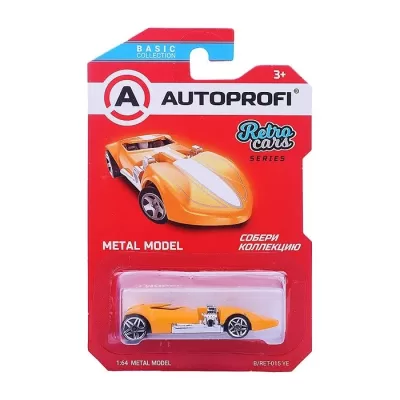 Машинка коллекционная 1:64, Серия RETRO CARS, B/RET-015, жёлтый