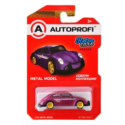 Машинка коллекционная 1:64, Серия RETRO CARS (VW Beetle), RET-002, фиолетовый
