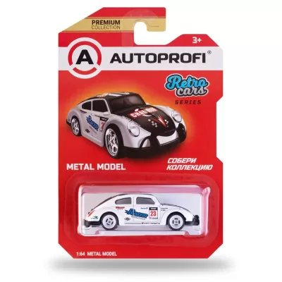 Машинка коллекционная 1:64, Серия RETRO CARS (VW Beetle), RET-002, чёрн./белый