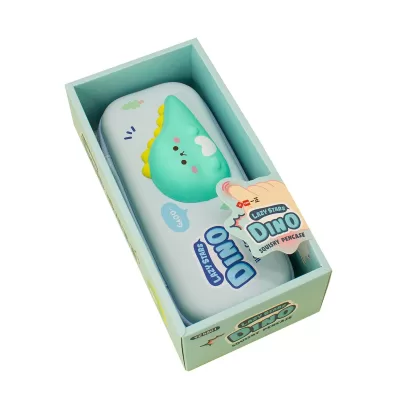 Пенал школьный со сквишем Динозаврик голубой