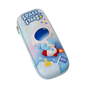 Пенал школьный со сквишем Космонавт на ракете голубой