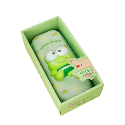 Пенал школьный со сквишем Лягушонок с большими глазами зеленый