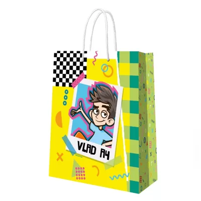 Пакет подарочный "Влад А4", оранжевый с голубым (33,5*40,6*15,5)