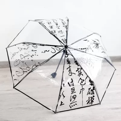Зонт-автомат "Иероглифы" прозрачный