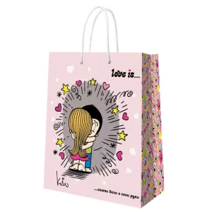 Пакет подарочный "Love is", нежно-розовый, (33,5*40,6*15,5)