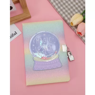 Блокнот с замочком в обложке из эко-кожи «Magic is real», rainbow, 21,5х15 см