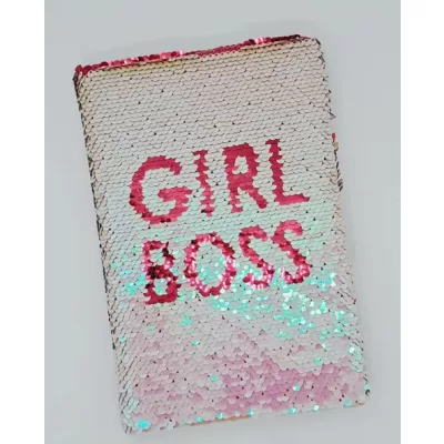 Блокнот с пайетками «Girl boss», pink, 21х14,5 см
