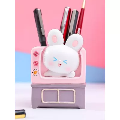 Подставка для канцелярских принадлежностей "TV bunny", pink, 11 см
