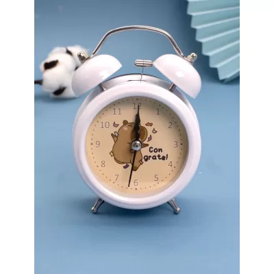Часы-будильник «Capybara, congratel», white (12,5х9 см)