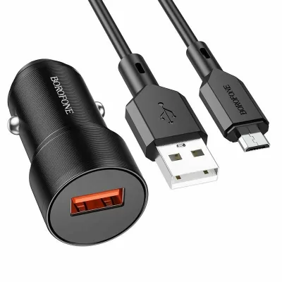 АЗУ Borofone 2USB BZ19 c кабелем Micro 2.4A DC12-24V, черный