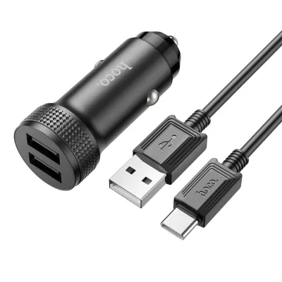 АЗУ Hoco Z49 2USB 2.4A с кабелем Type-C, черный