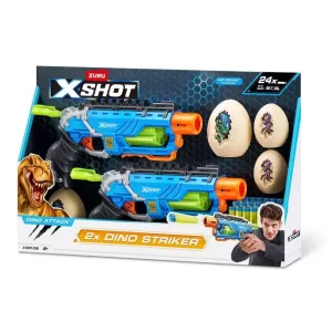 Игровой набор ZURU X-Shot DINO ATTACK Дино Страйкер ДУО (2 бластера, 4 мишени, 24 снаряда)