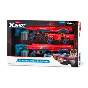Игровой набор ZURU X-Shot EXCEL Комбо (бластеры 2х Хоукай + 2х Микро v2.0, 24 снаряда)