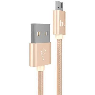 Кабель USB/Micro Hoco X2 (1м), нейлон, золотой