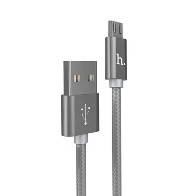 Кабель USB/Micro Hoco X2 (1м), нейлон, серебряный