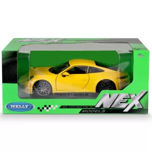 Машинка WELLY 1:24 Porsche 911 Carrera S4, желтый