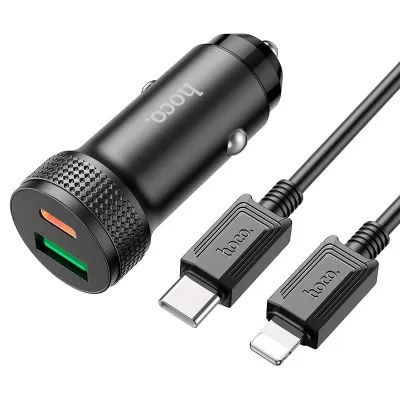 АЗУ Hoco Z49B 1USB 1 Type-C 3A 38W Black с каблем IP