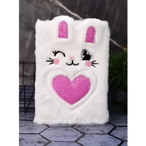 Блокнот плюшевый с замочком «Hello! bunny», white, 21х15 см, плотность 80 гр.
