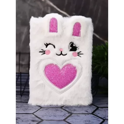 Блокнот плюшевый с замочком «Hello! bunny», white, 21х15 см, плотность 80 гр.