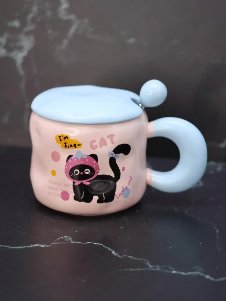 Кружка «Lovely cat, strawberry», pink (450 ml) Кружка «Lovely cat, strawberry», pink (450 ml)