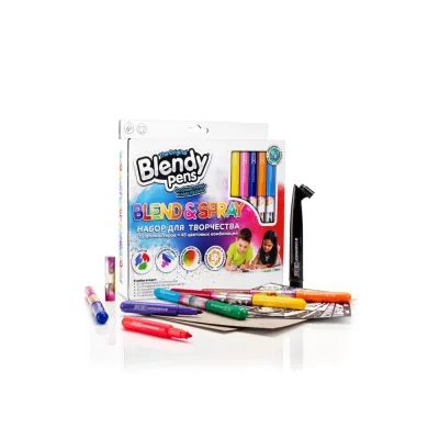 Набор фломастеров-хамелеонов «Blendy pens» (10 шт.) c раскрасками, трафаретами и аэрографо
