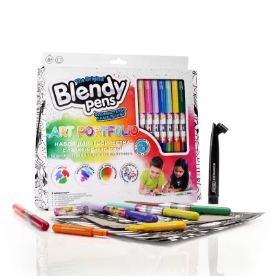 Набор фломастеров-хамелеонов «Blendy pens» (14 шт.) c раскрасками, трафаретами и аэрографо