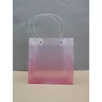 Пакет подарочный «Transparent love», white-pink (22*21.5*10)